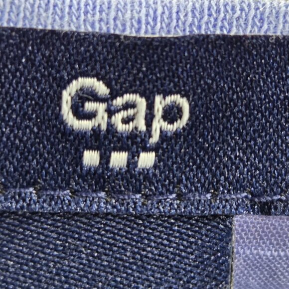 GAP Blue Notched V Neck Long Sleeve Cotton Blend Pullover Top Size Large - Picture 5 of 9